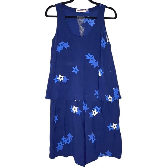 See by Chloe Dresses & Skirts - See By Chloe Womens Short Tank Set 10 Blue Viscose Bermuda Lined Stars Relaxed
